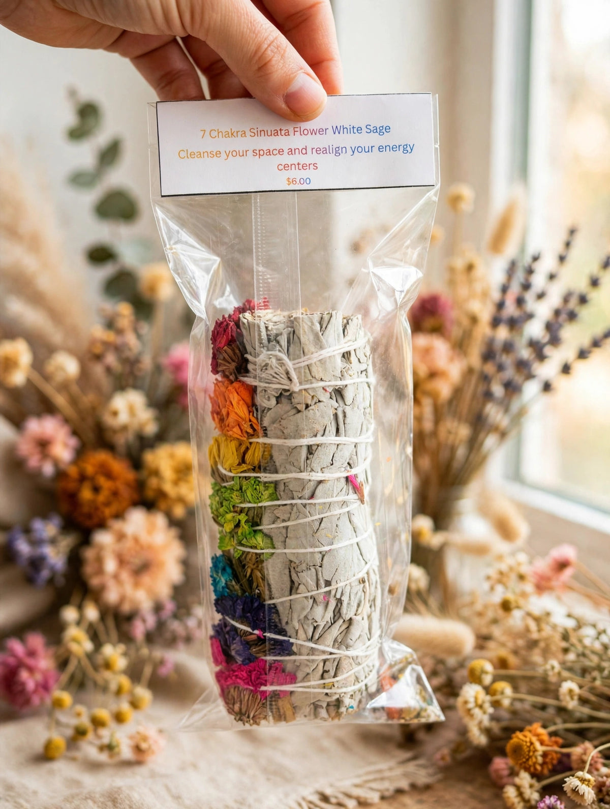 7 Chakra Sinuata Flower White Sage
