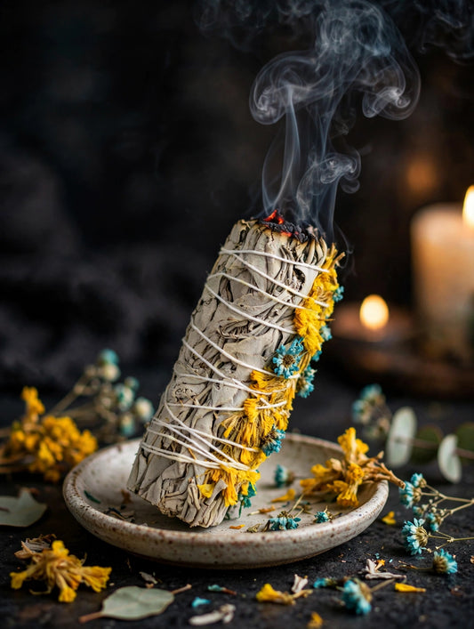 Turquoise & Yellow Sinuata + White Sage